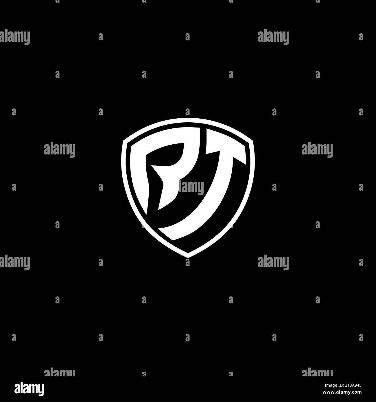RT logo monogram emblem style with shield shape design template ideas Stock Vector