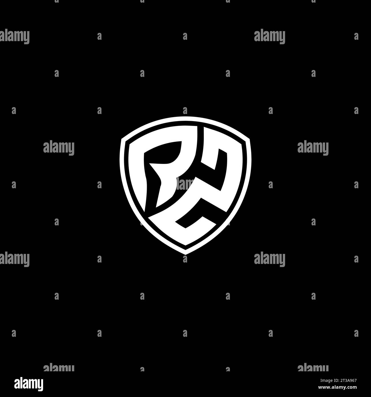 RZ logo monogram emblem style with shield shape design template ideas Stock Vector