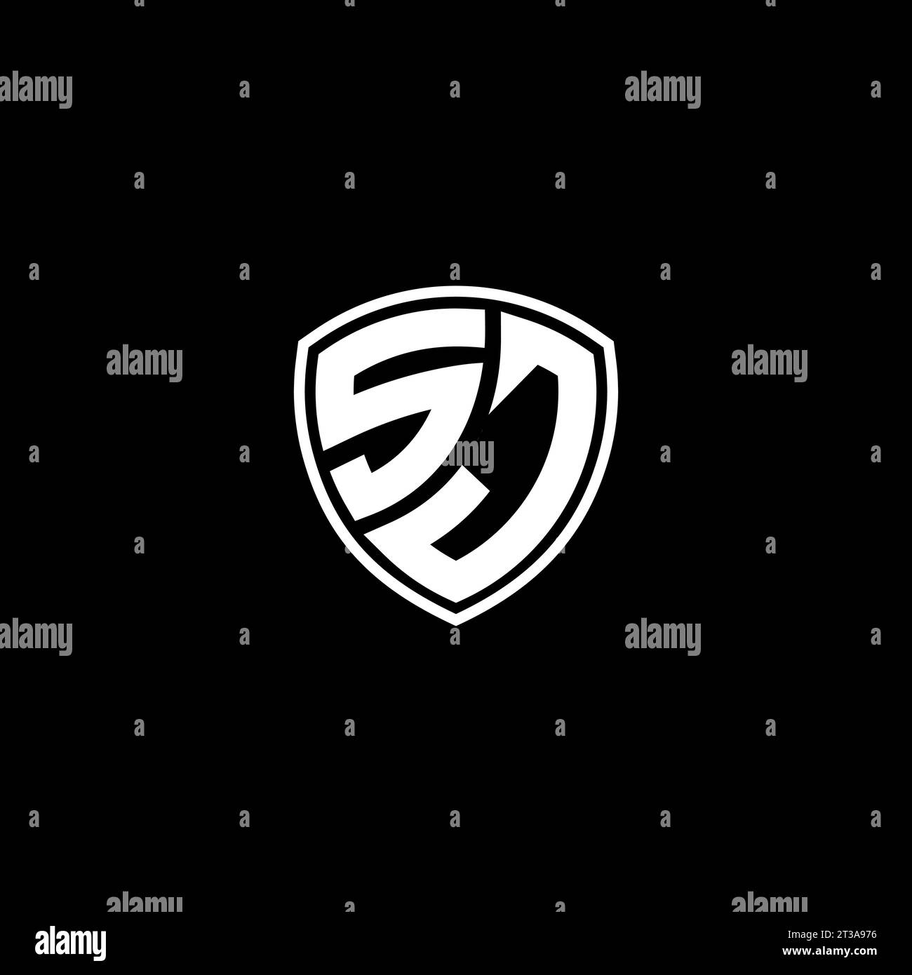 SJ logo monogram emblem style with shield shape design template ideas Stock Vector