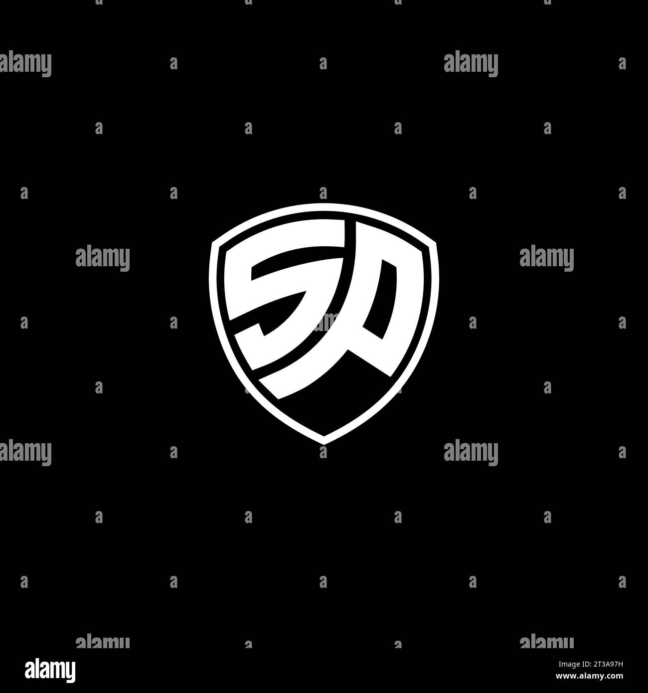 SP logo monogram emblem style with shield shape design template ideas Stock Vector