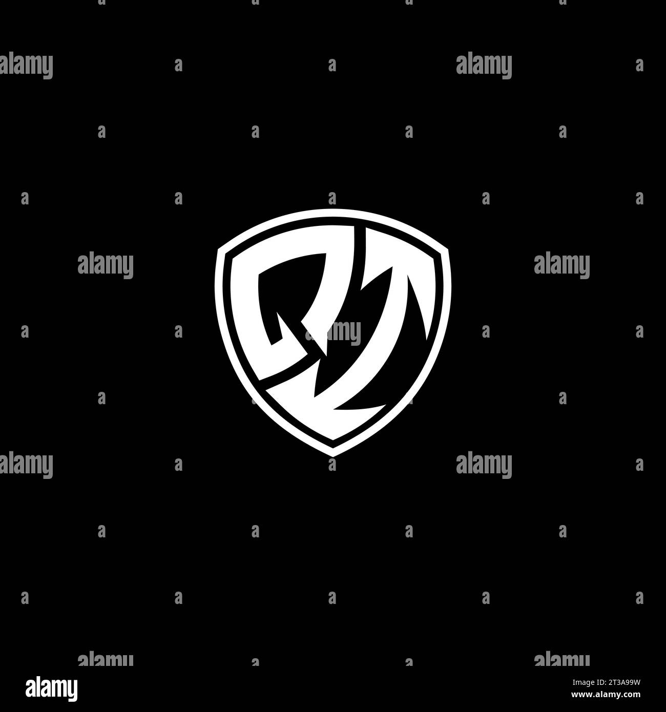 QI logo monogram emblem style with shield shape design template ideas Stock Vector