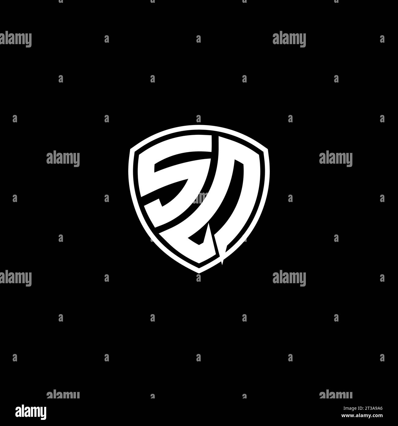 SQ logo monogram emblem style with shield shape design template ideas Stock Vector