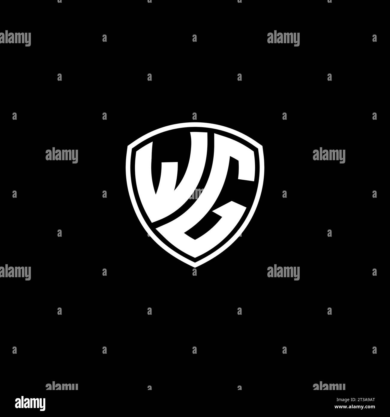 WG logo monogram emblem style with shield shape design template ideas Stock Vector