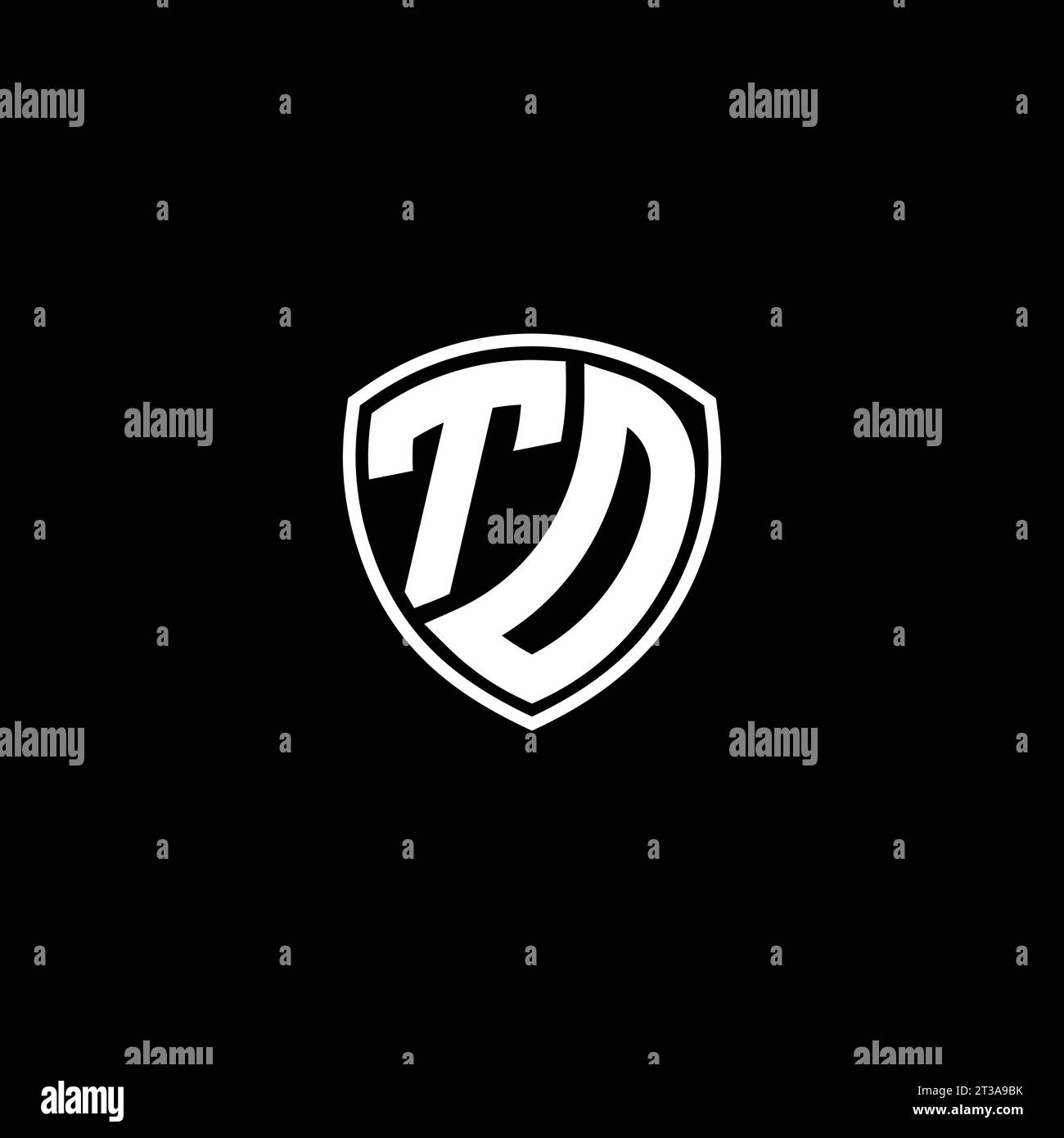 TD logo monogram emblem style with shield shape design template ideas Stock Vector