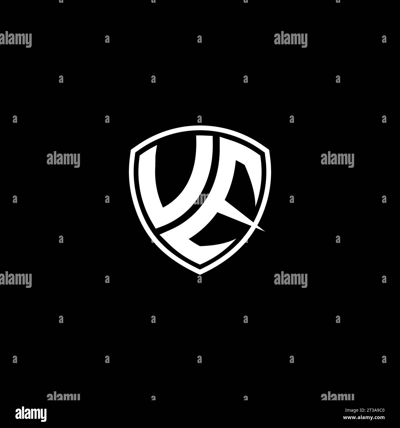 VE logo monogram emblem style with shield shape design template ideas Stock Vector