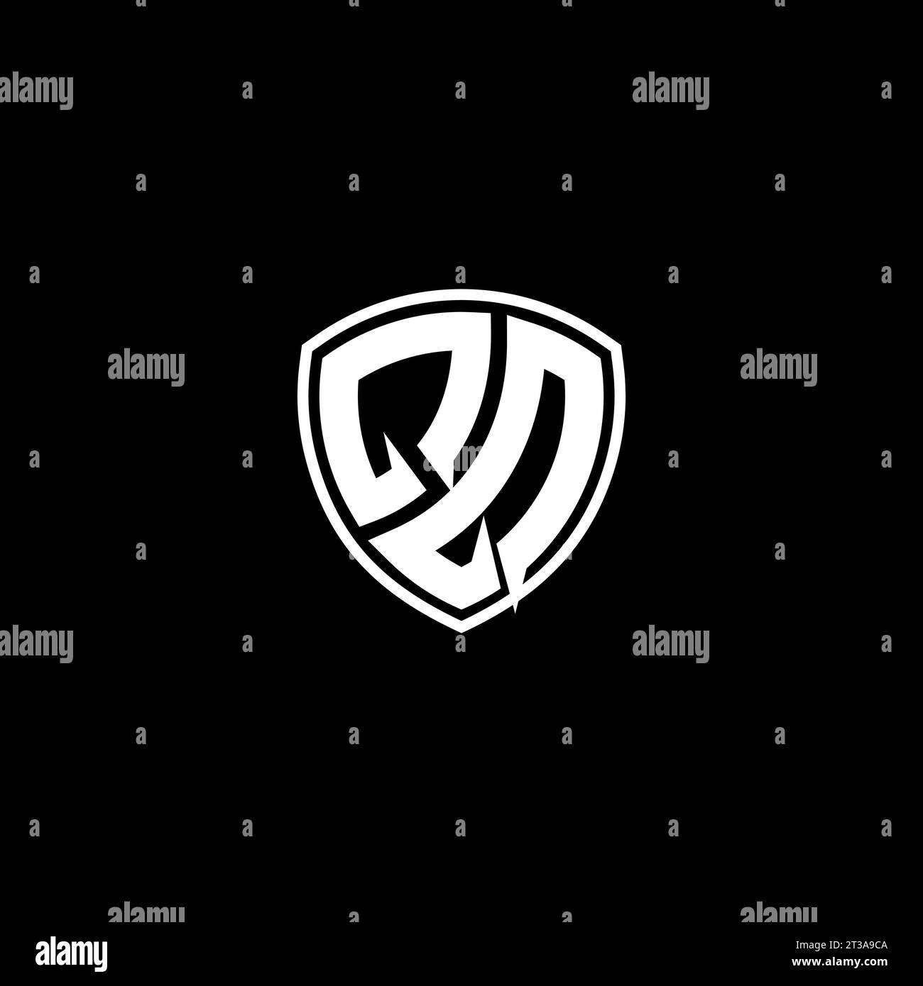 QQ logo monogram emblem style with shield shape design template ideas Stock Vector