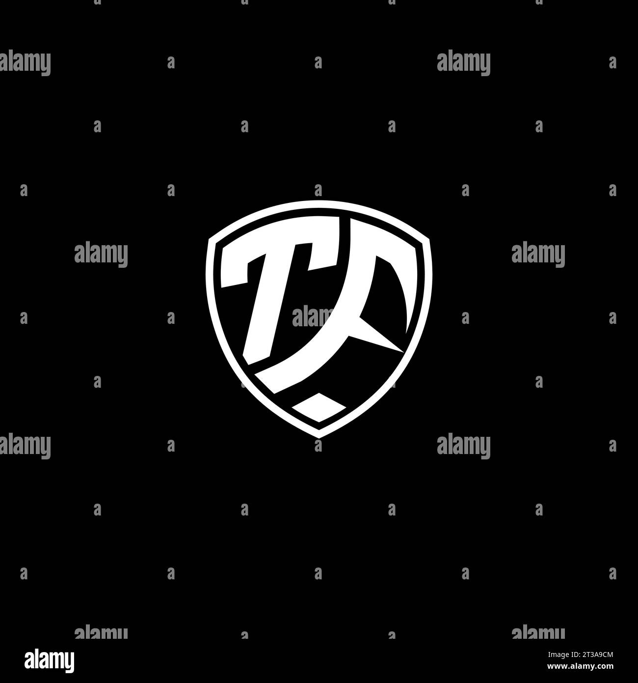 TF logo monogram emblem style with shield shape design template ideas Stock Vector