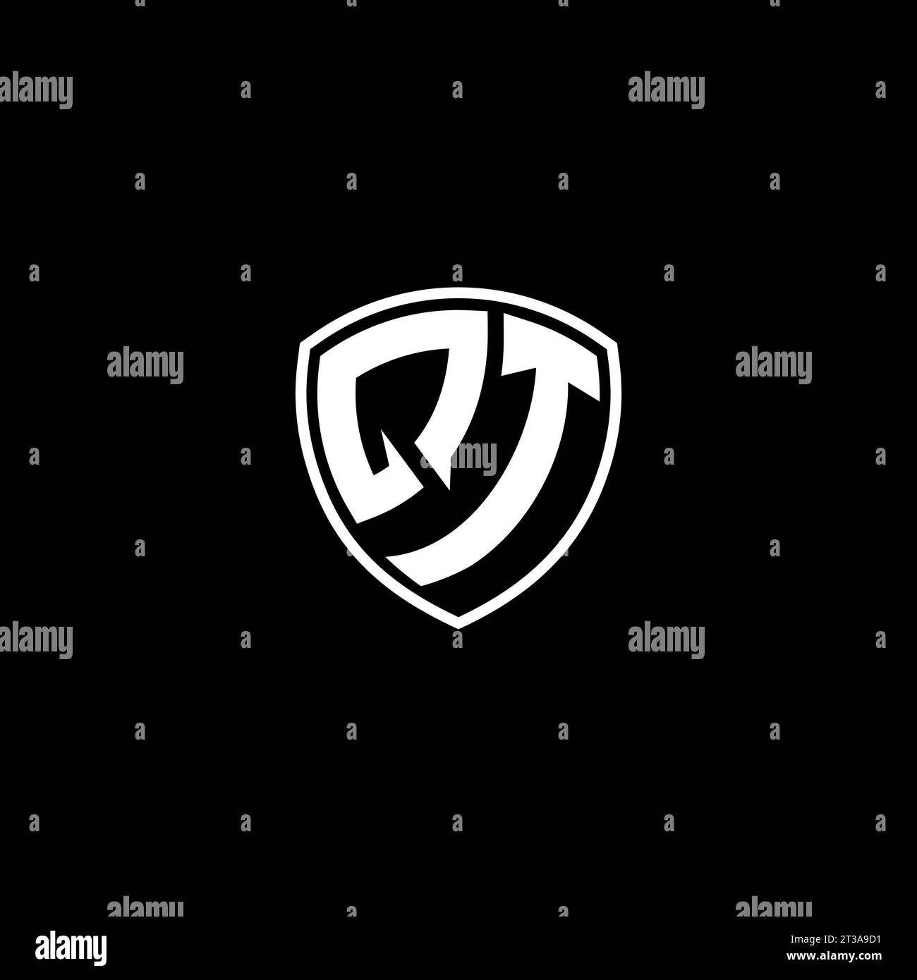 QT logo monogram emblem style with shield shape design template ideas Stock Vector
