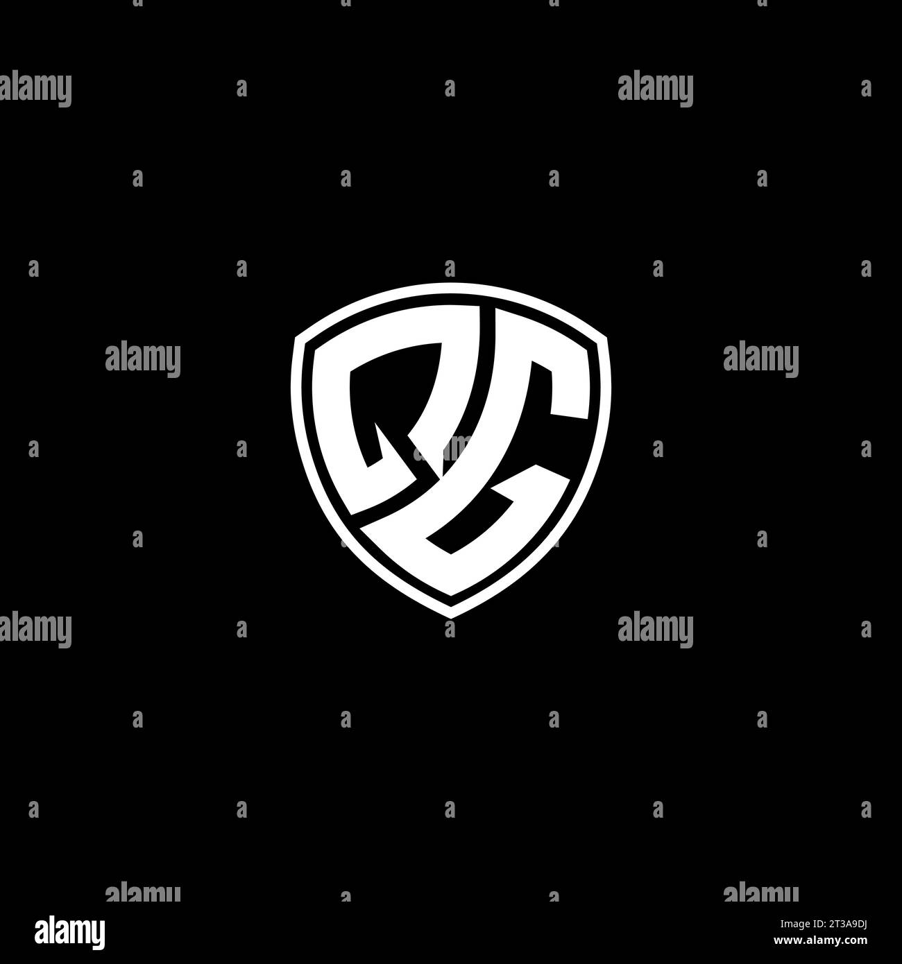 QG logo monogram emblem style with shield shape design template ideas Stock Vector