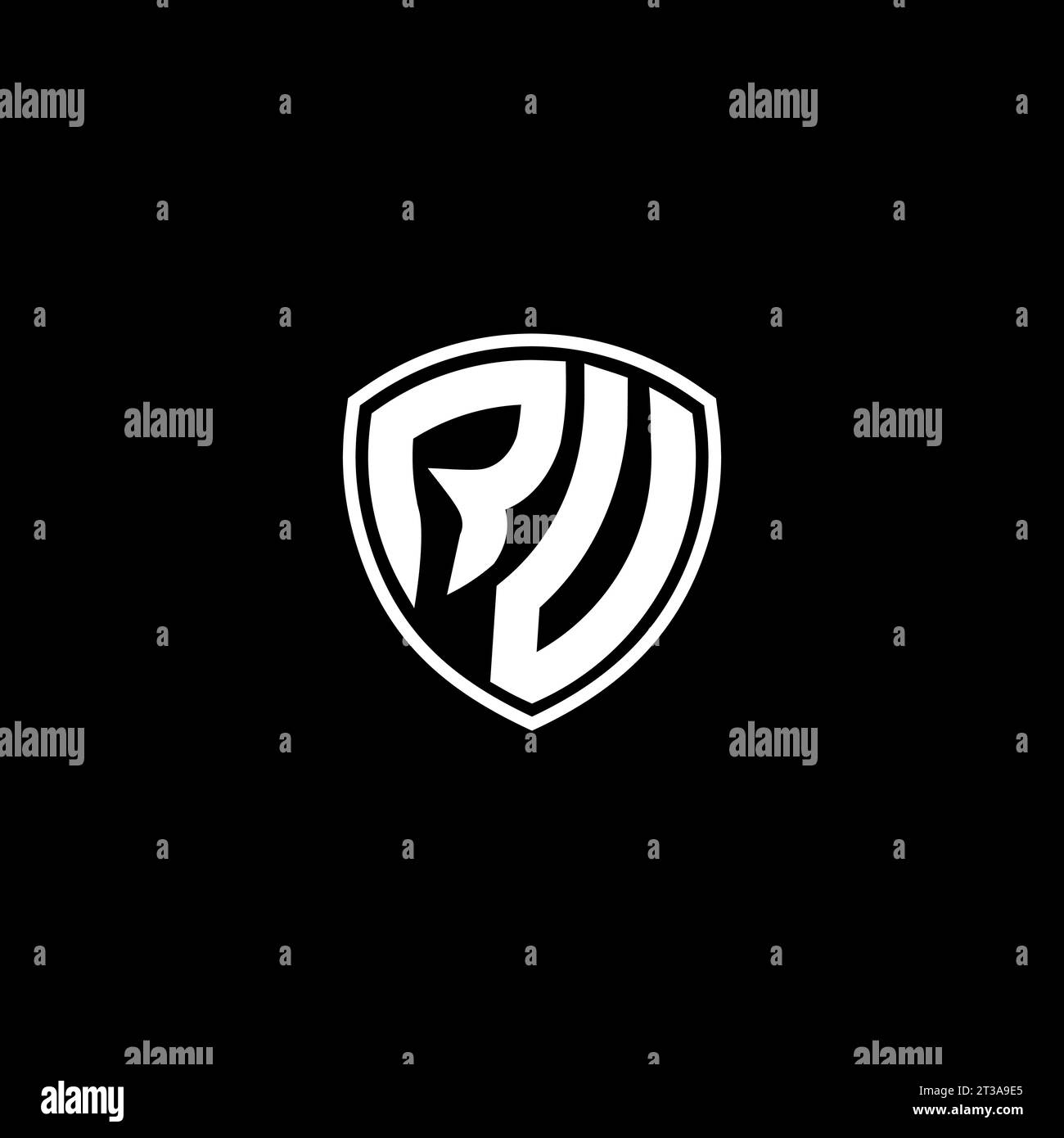 RV logo monogram emblem style with shield shape design template ideas Stock Vector