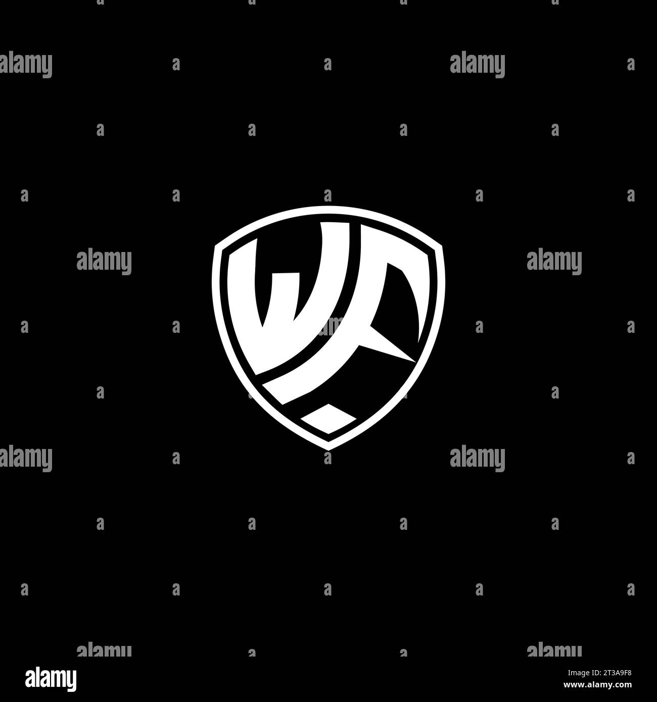 WF logo monogram emblem style with shield shape design template ideas Stock Vector