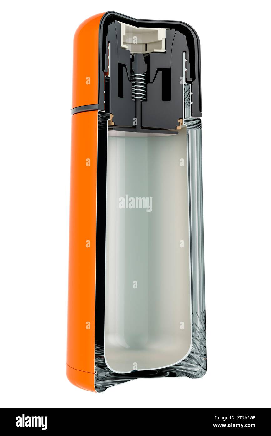 Cross section of thermos, Cutting of Vacuum flask, 3D rendering