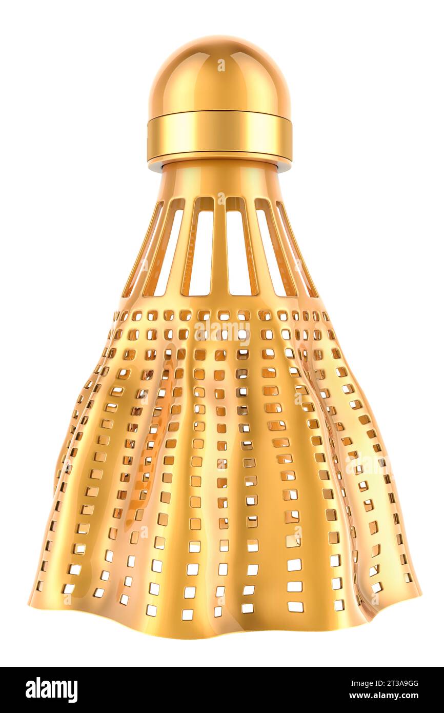 Golden Badminton Shuttlecock, 3D rendering isolated on white background ...