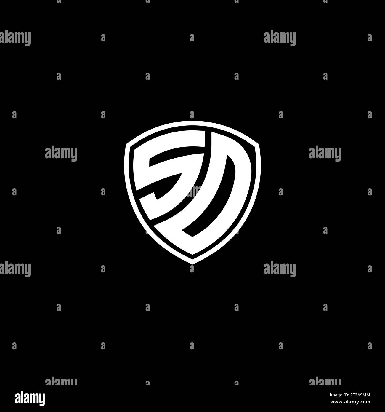 SD logo monogram emblem style with shield shape design template ideas Stock Vector