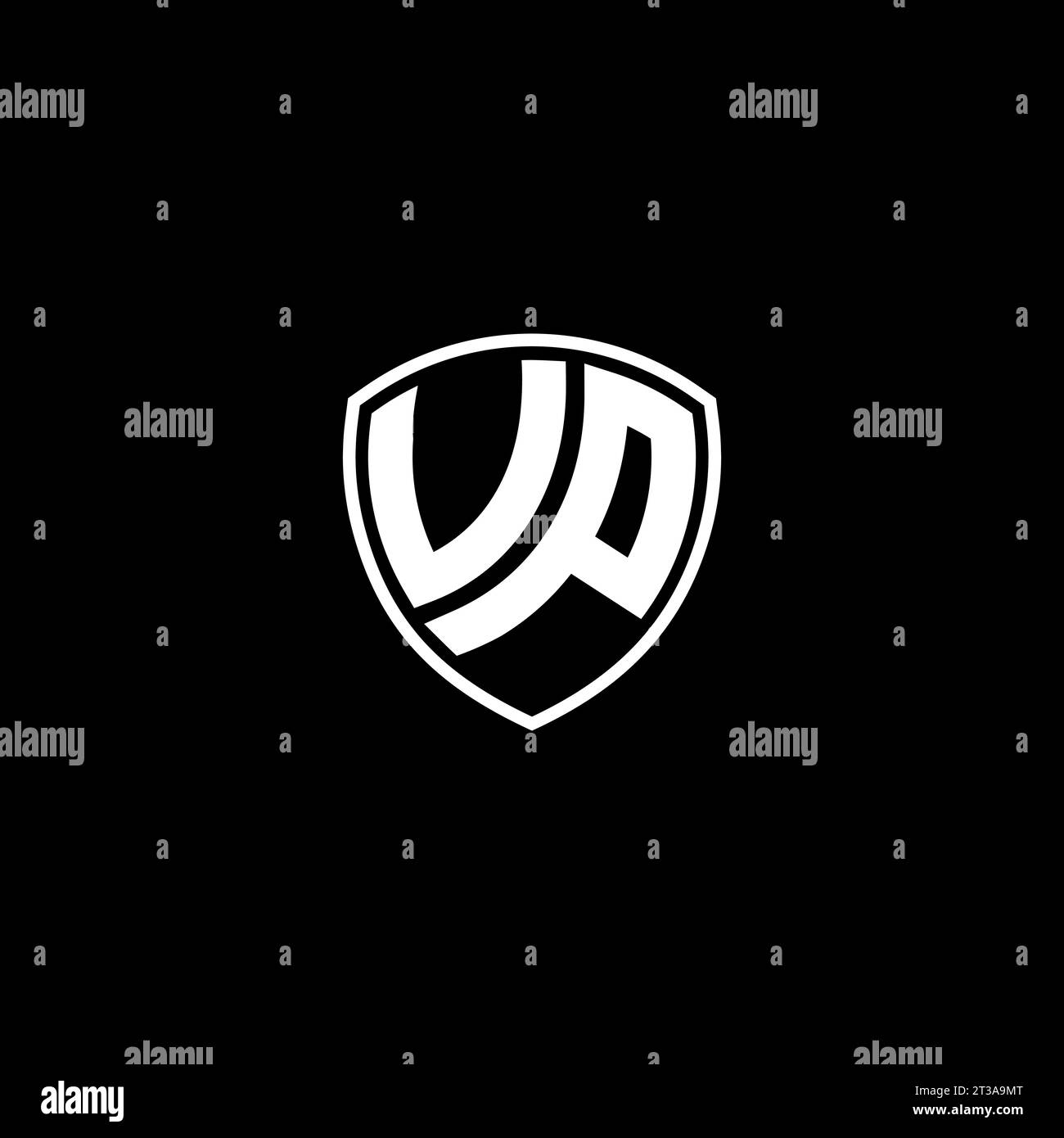 VP logo monogram emblem style with shield shape design template ideas Stock Vector