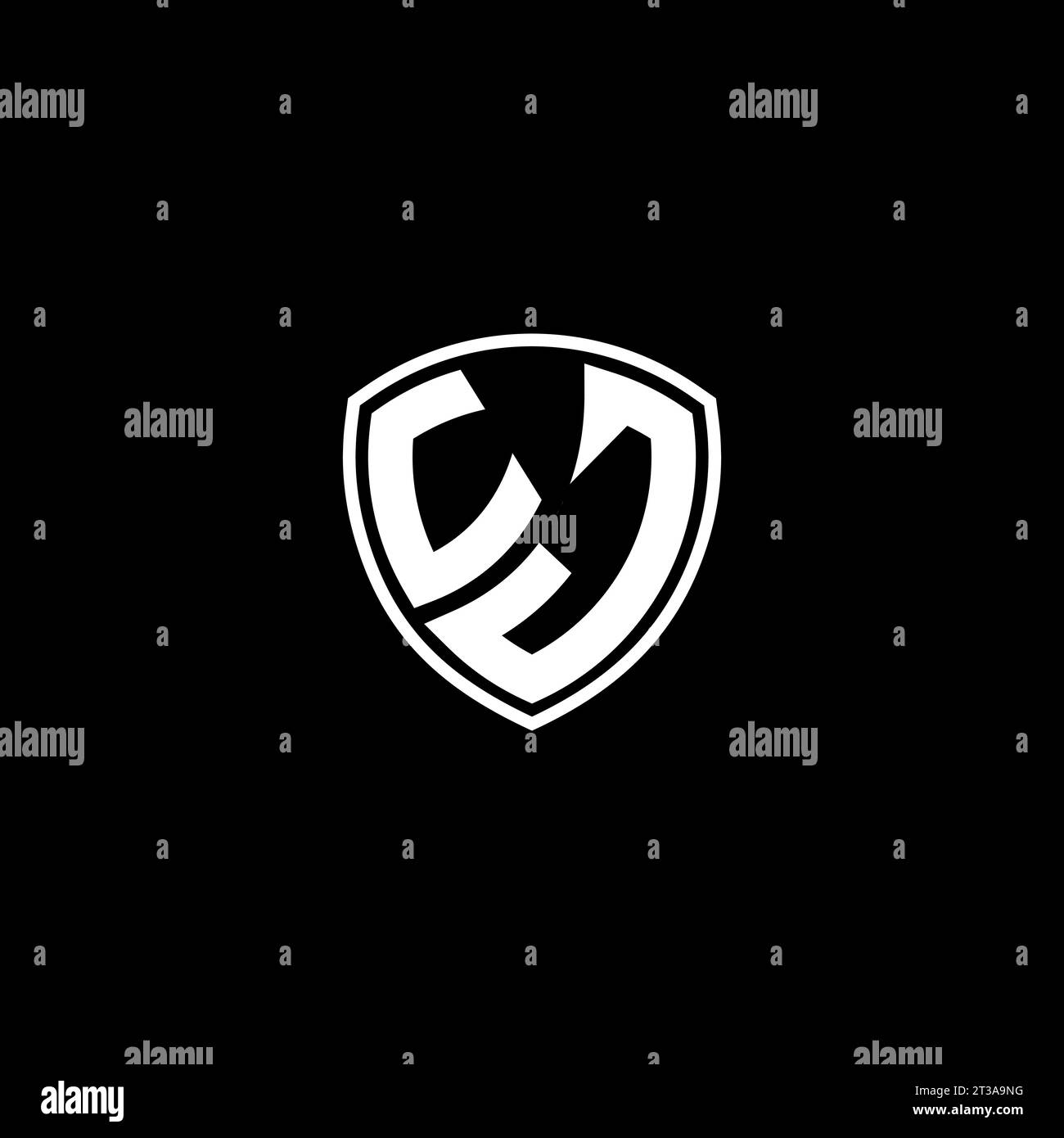 UJ logo monogram emblem style with shield shape design template ideas Stock Vector