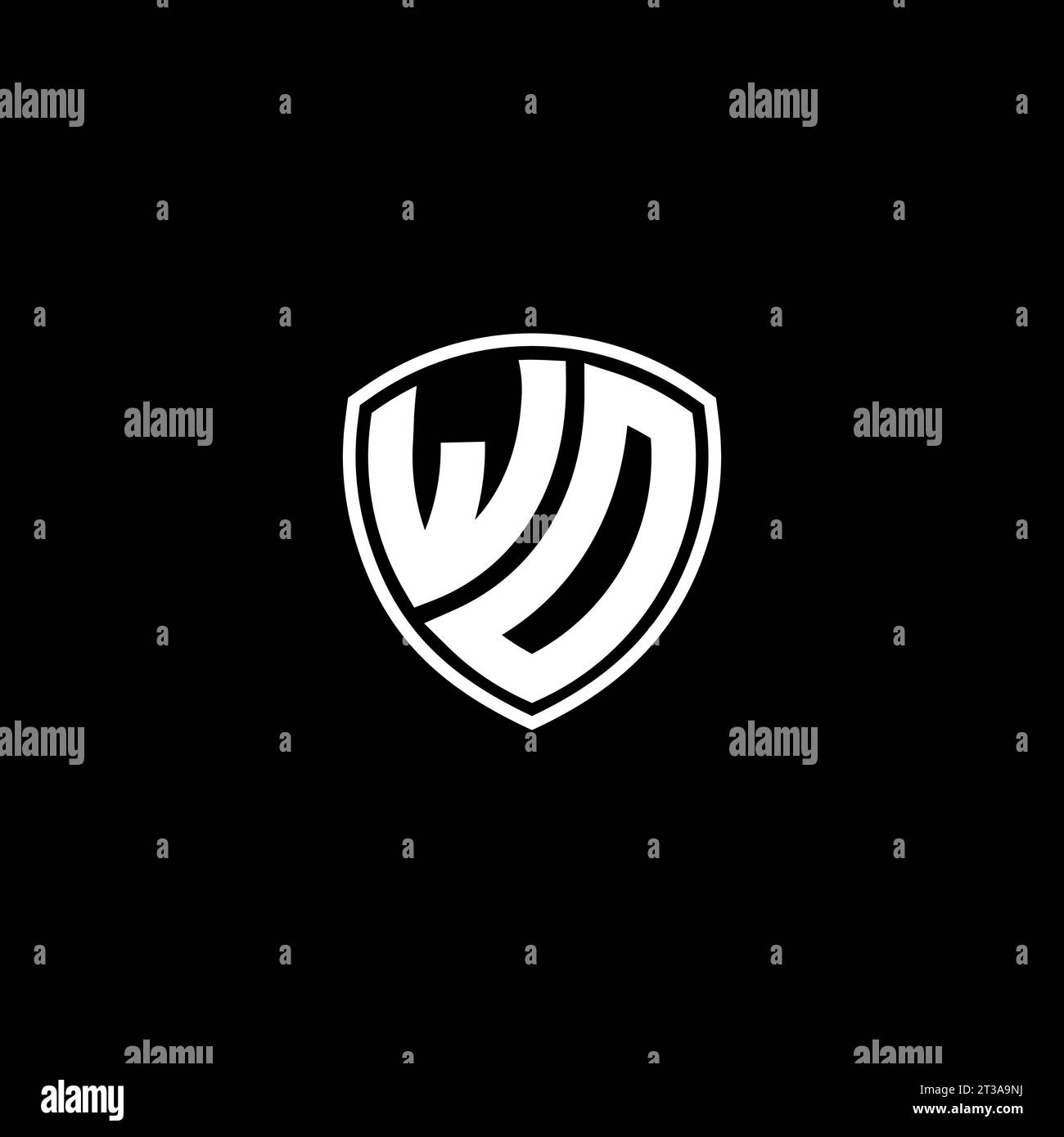 WO logo monogram emblem style with shield shape design template ideas Stock Vector