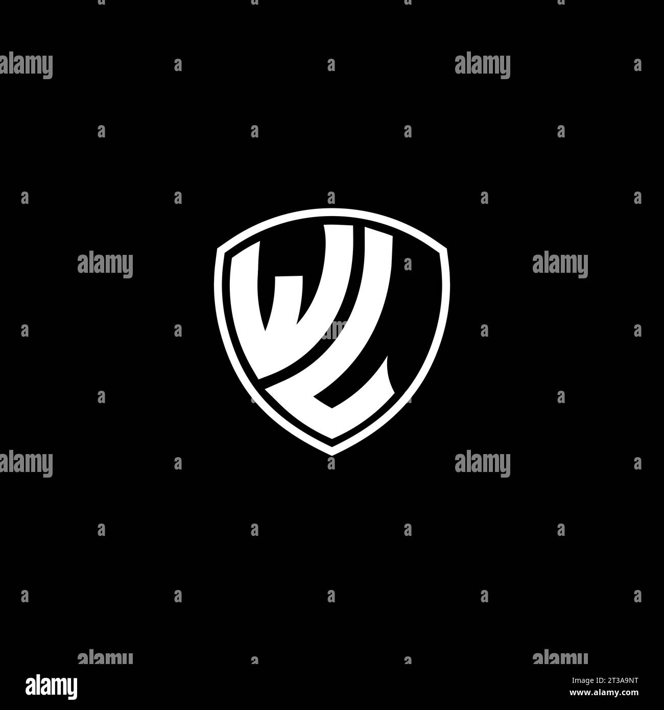 WL logo monogram emblem style with shield shape design template ideas Stock Vector