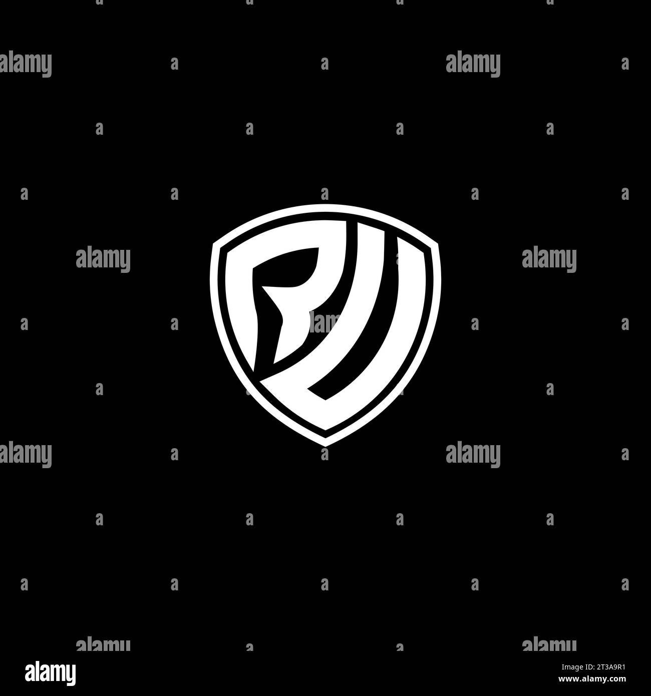 RU logo monogram emblem style with shield shape design template ideas Stock Vector