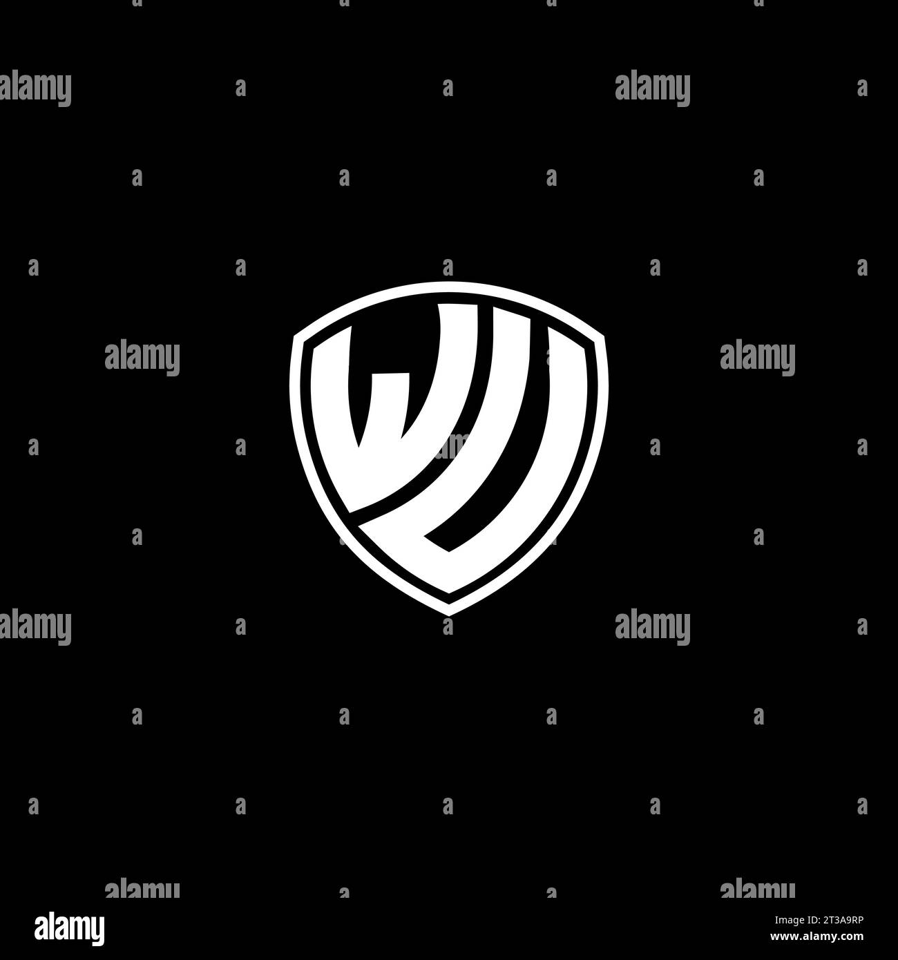 WU logo monogram emblem style with shield shape design template ideas Stock Vector