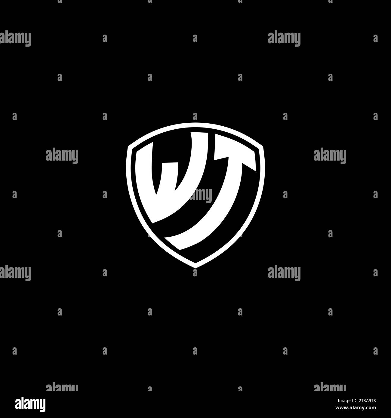 WT logo monogram emblem style with shield shape design template ideas Stock Vector