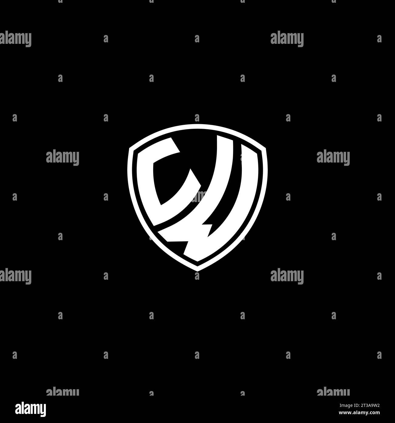 UW logo monogram emblem style with shield shape design template ideas Stock Vector