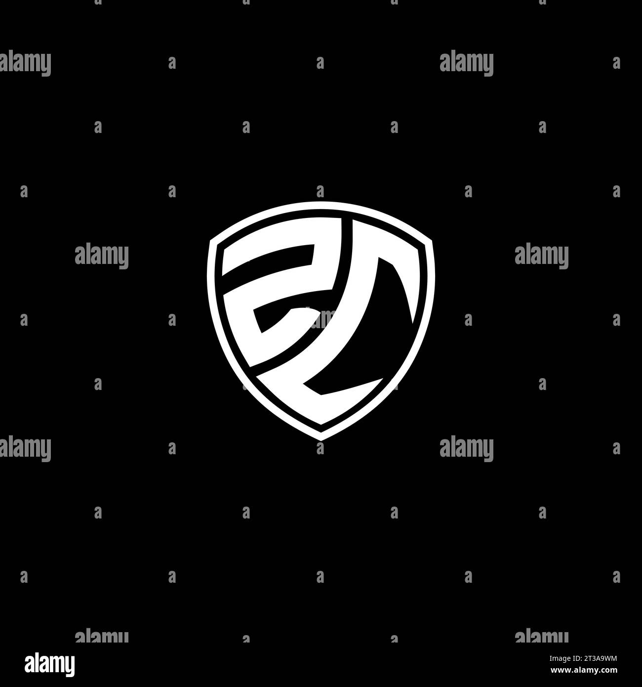 ZC logo monogram emblem style with shield shape design template ideas Stock Vector