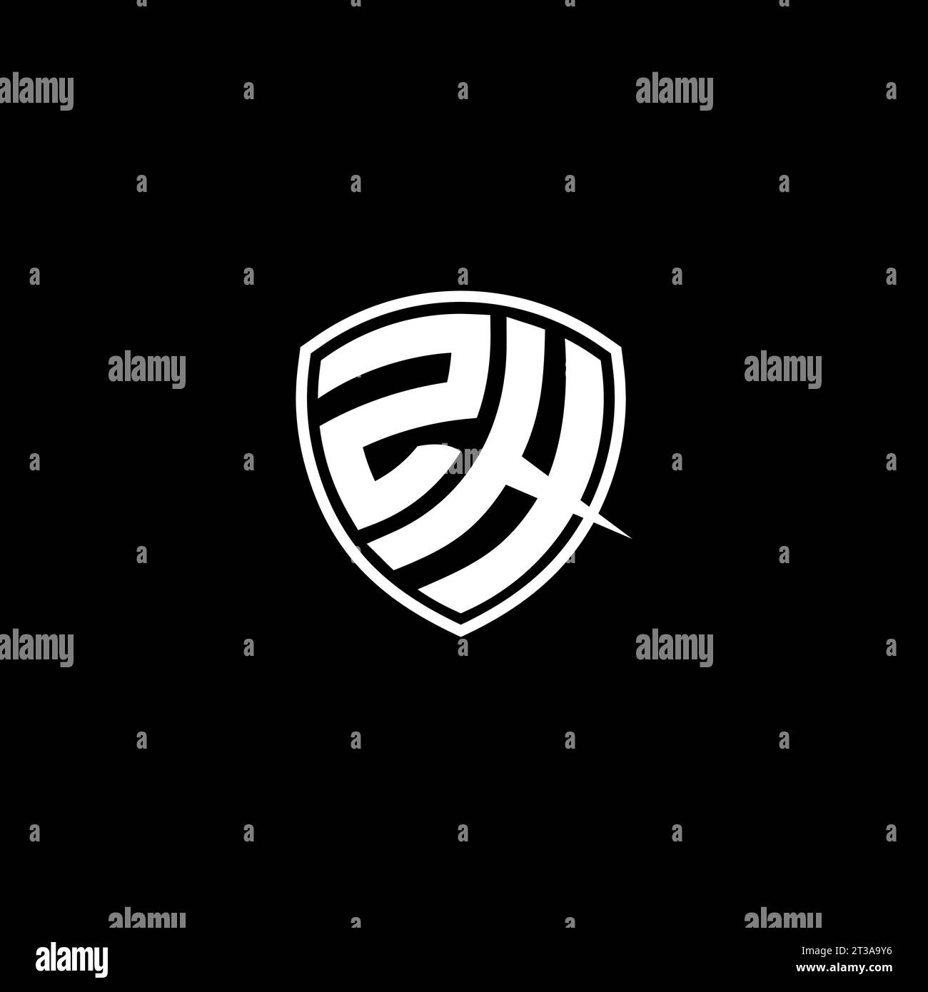 ZH logo monogram emblem style with shield shape design template ideas Stock Vector