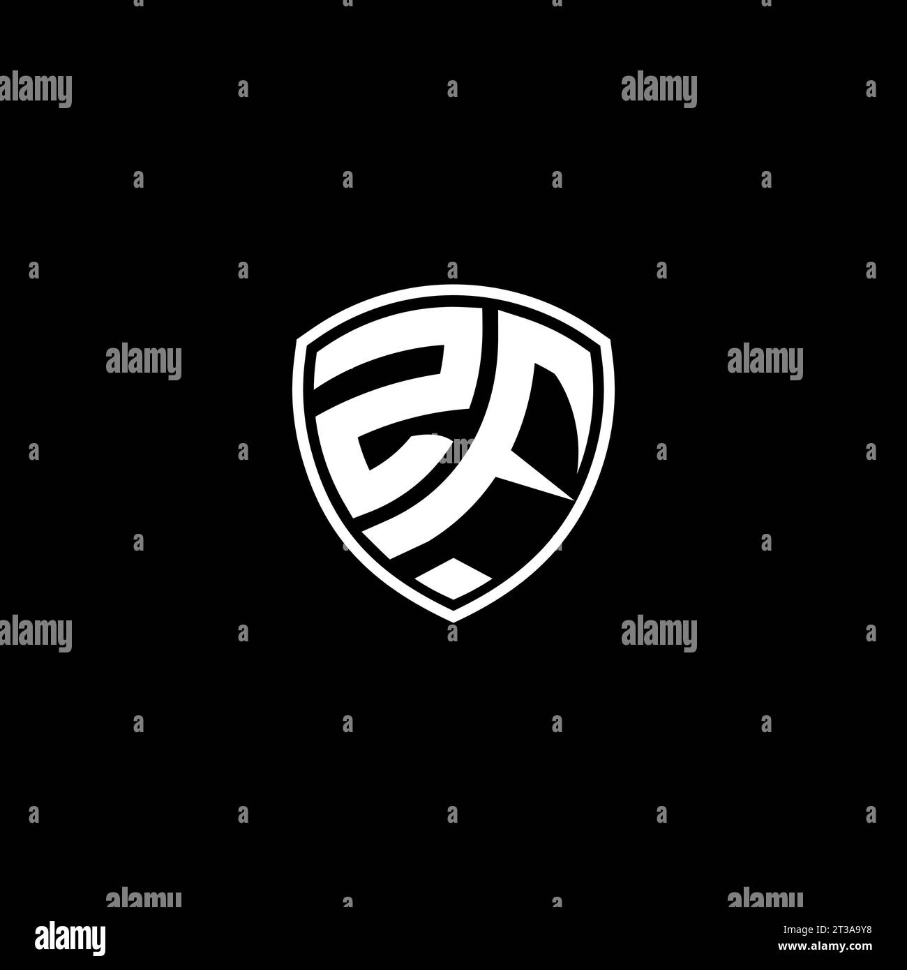 ZF logo monogram emblem style with shield shape design template ideas Stock Vector