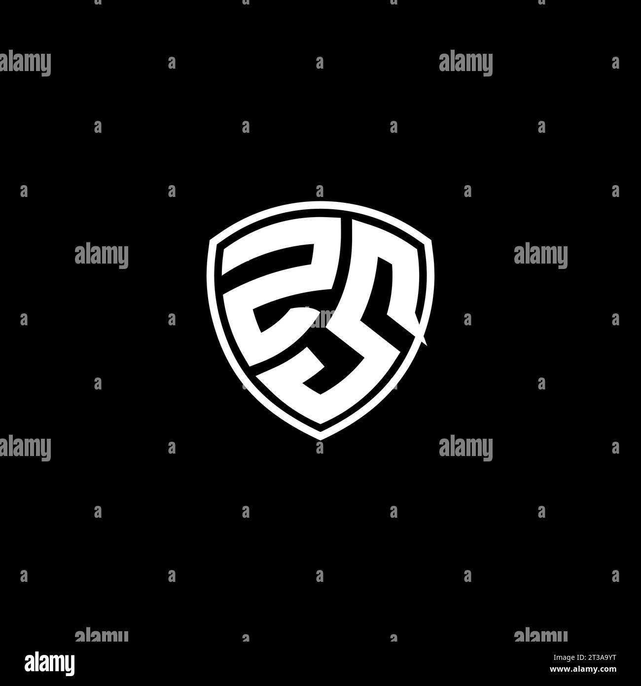 ZS logo monogram emblem style with shield shape design template ideas Stock Vector