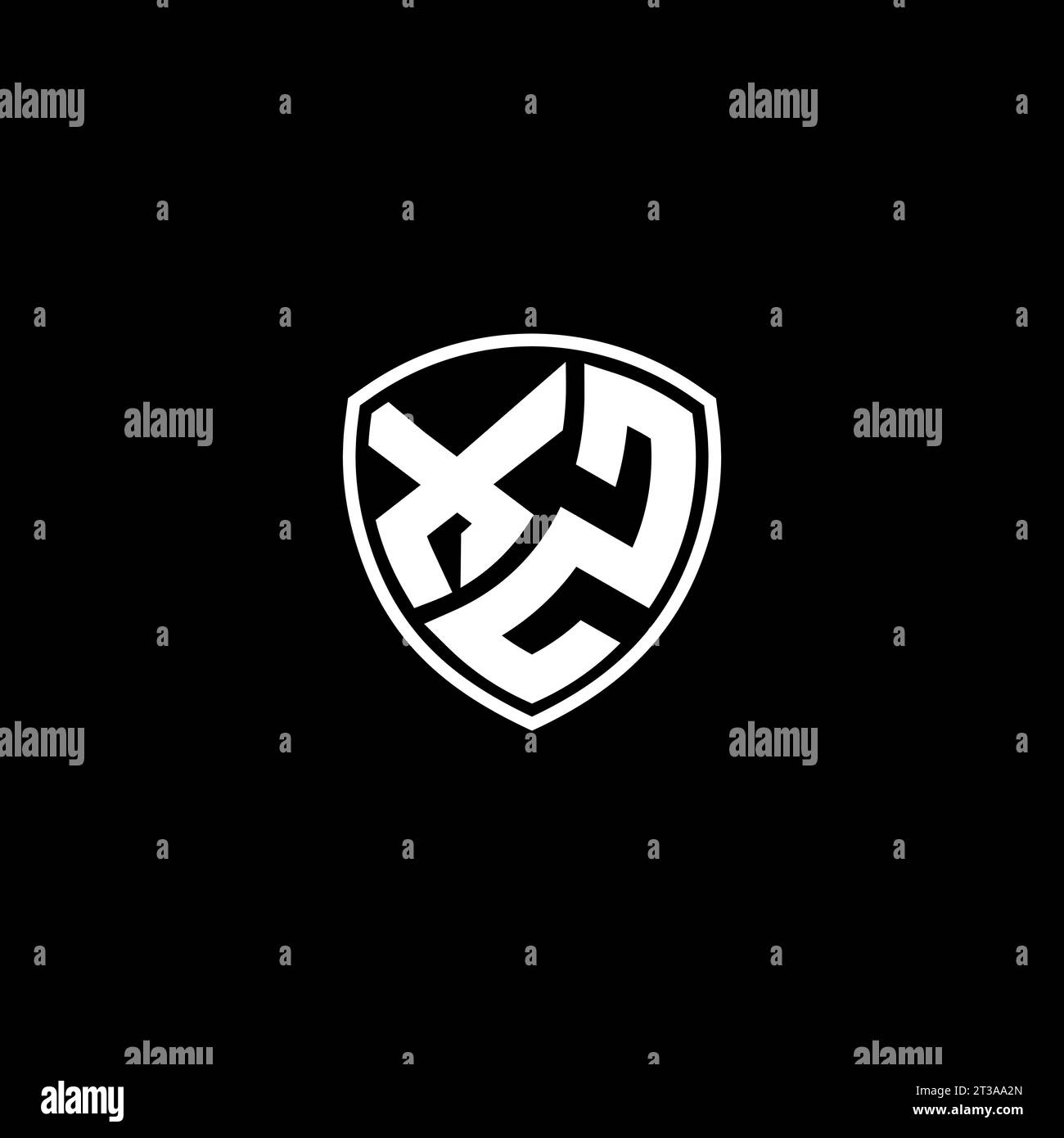 XZ logo monogram emblem style with shield shape design template ideas Stock Vector