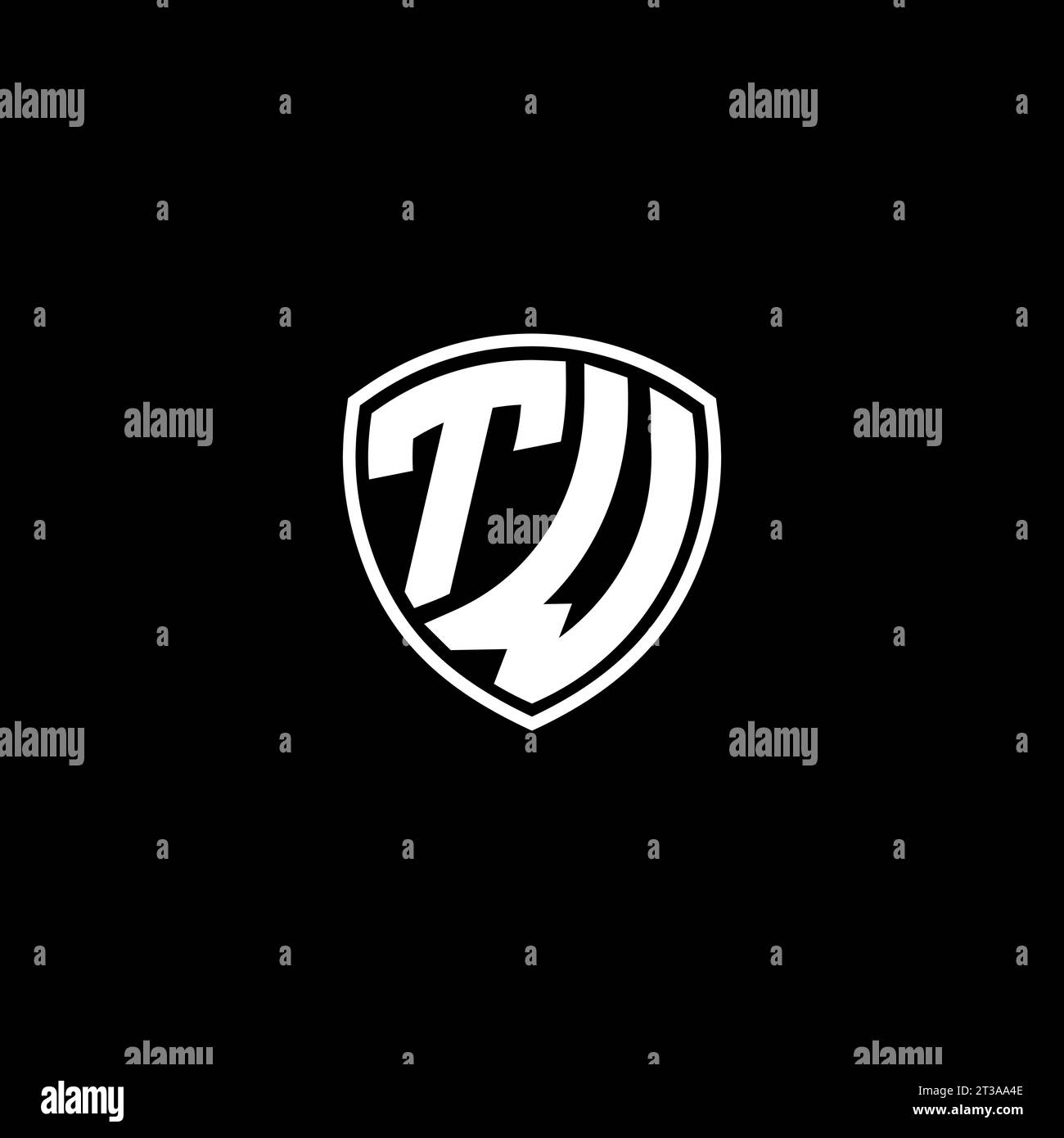 TW logo monogram emblem style with shield shape design template ideas Stock Vector