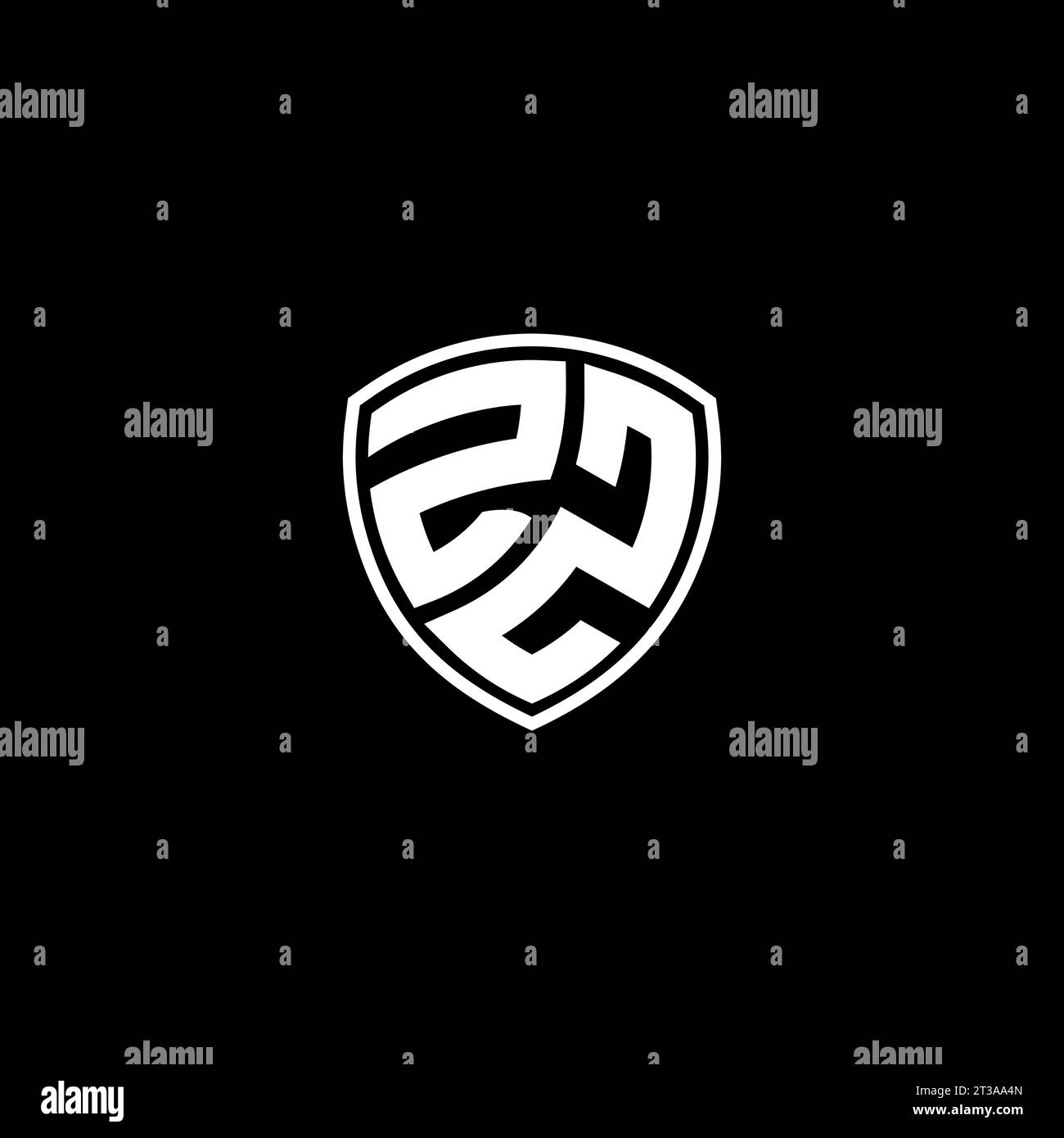 ZZ logo monogram emblem style with shield shape design template ideas Stock Vector