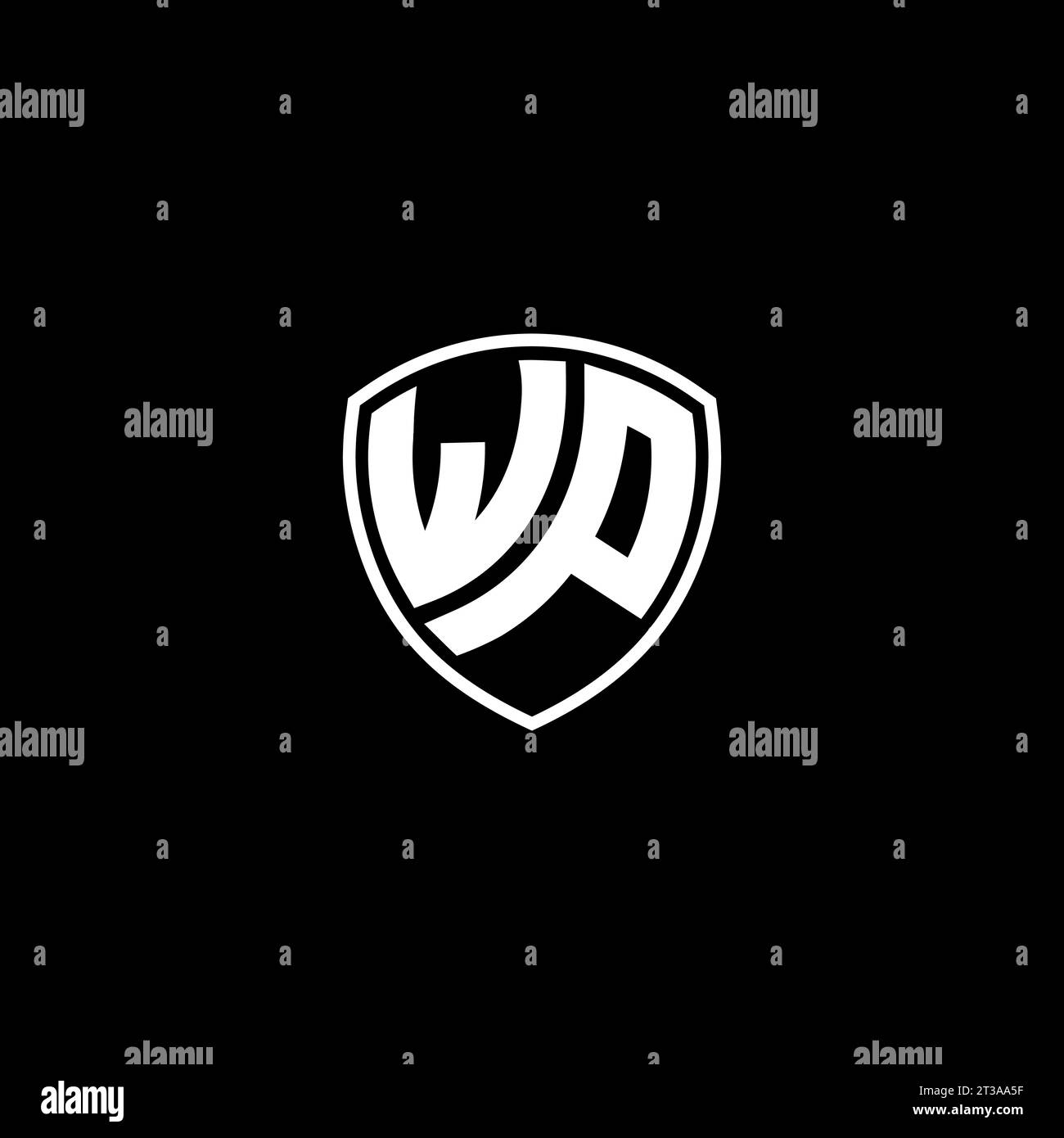 WP logo monogram emblem style with shield shape design template ideas Stock Vector