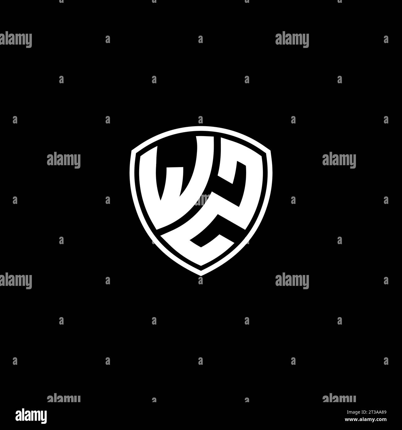 WZ logo monogram emblem style with shield shape design template ideas Stock Vector
