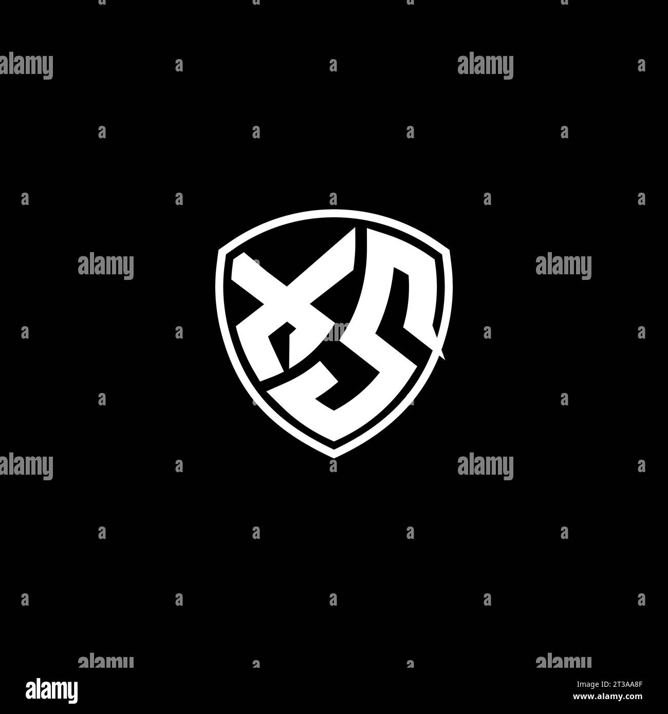 XS logo monogram emblem style with shield shape design template ideas Stock Vector