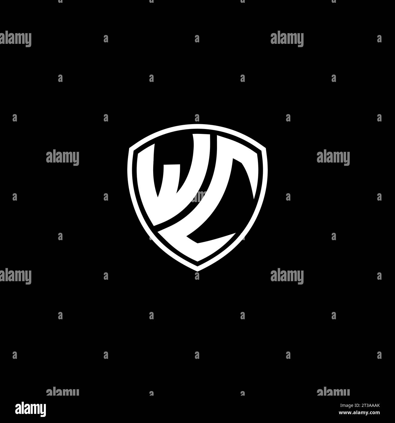 WC logo monogram emblem style with shield shape design template ideas Stock Vector