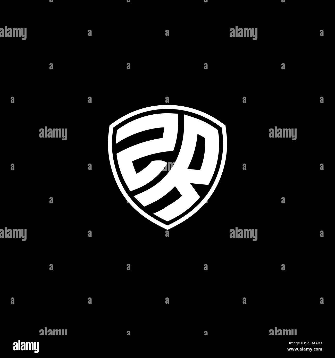 ZR logo monogram emblem style with shield shape design template ideas Stock Vector
