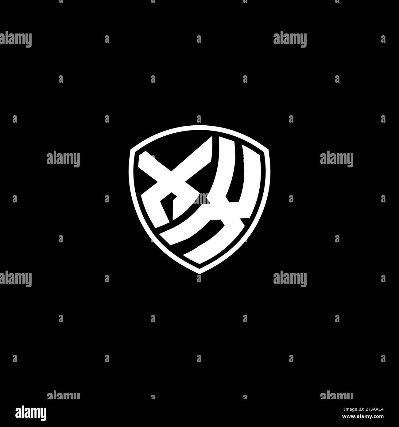 XX logo monogram emblem style with shield shape design template ideas Stock Vector