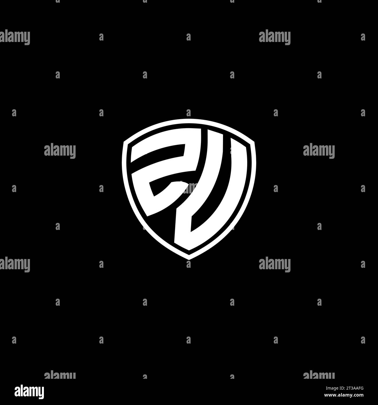 ZV logo monogram emblem style with shield shape design template ideas Stock Vector