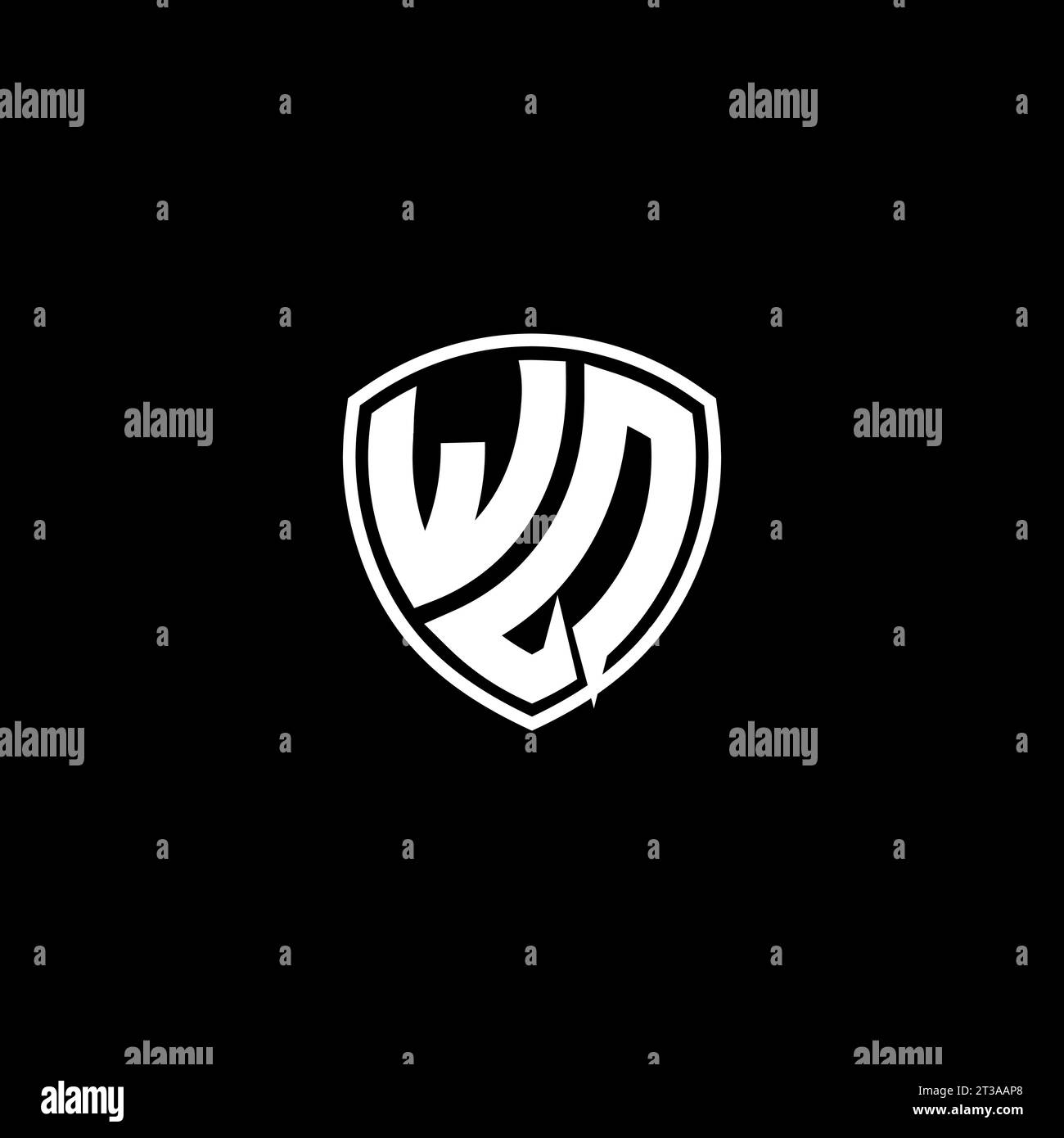 WQ logo monogram emblem style with shield shape design template ideas Stock Vector