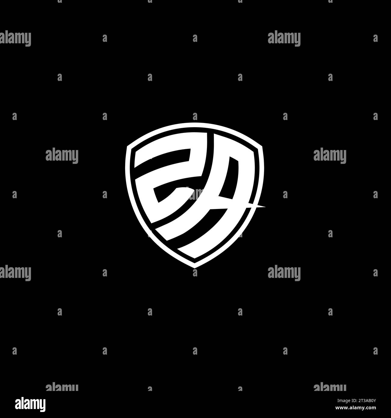 ZA logo monogram emblem style with shield shape design template ideas Stock Vector