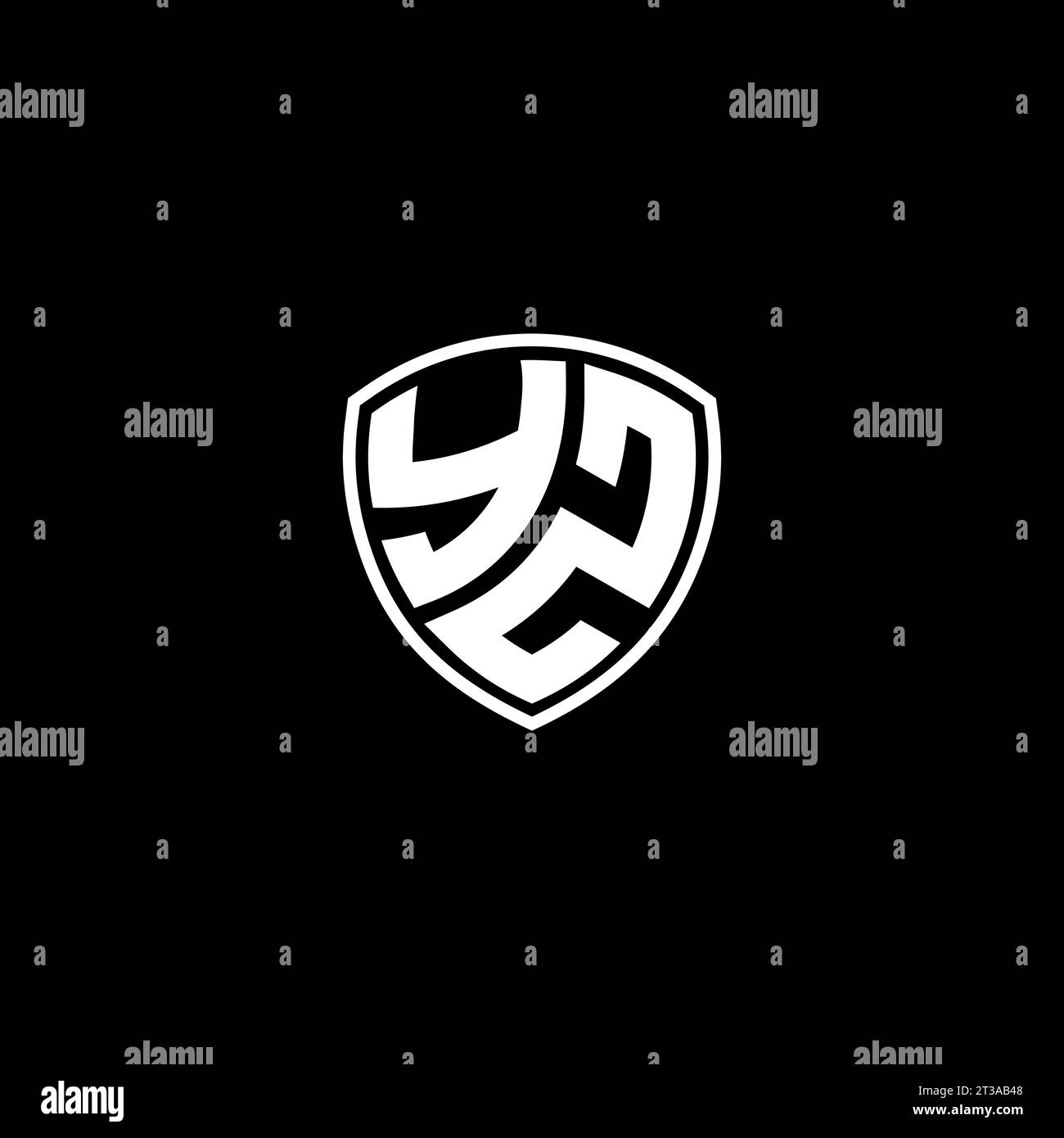 YZ logo monogram emblem style with shield shape design template ideas Stock Vector