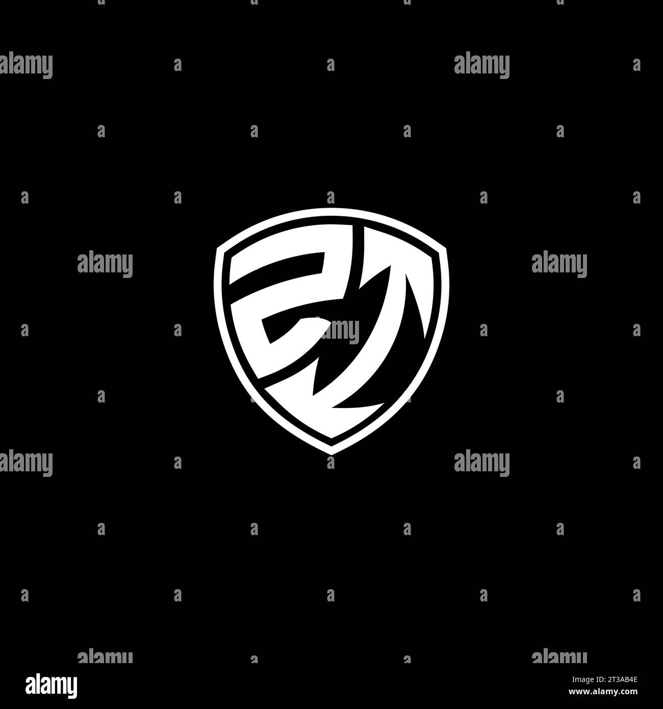 ZI logo monogram emblem style with shield shape design template ideas Stock Vector
