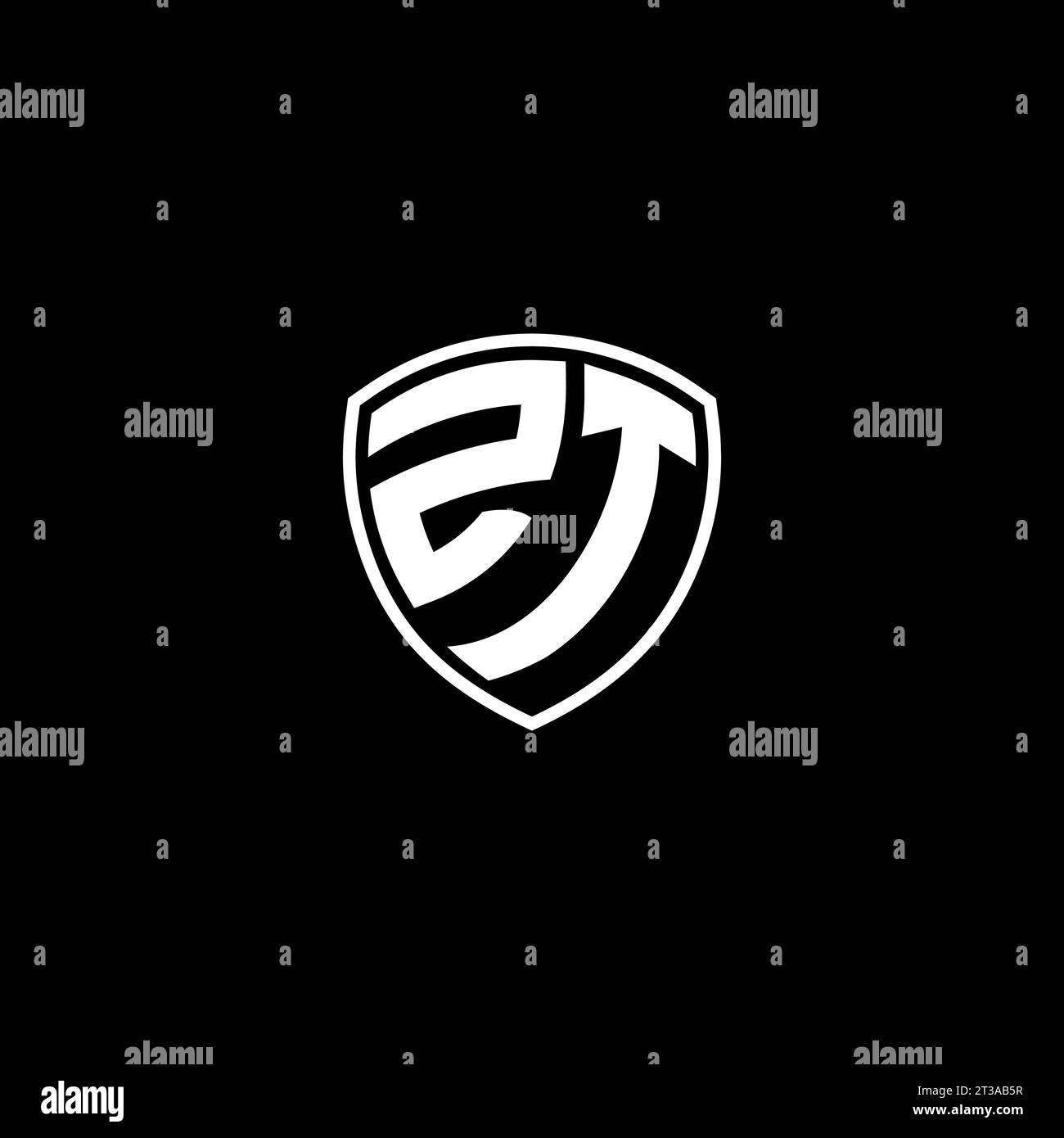 ZT logo monogram emblem style with shield shape design template ideas Stock Vector