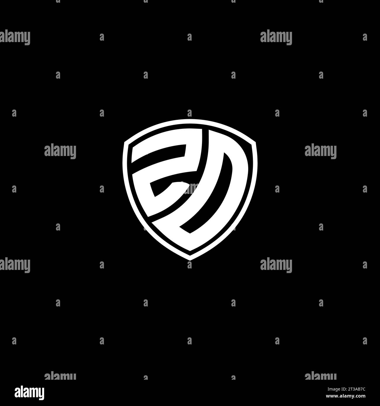 ZD logo monogram emblem style with shield shape design template ideas Stock Vector