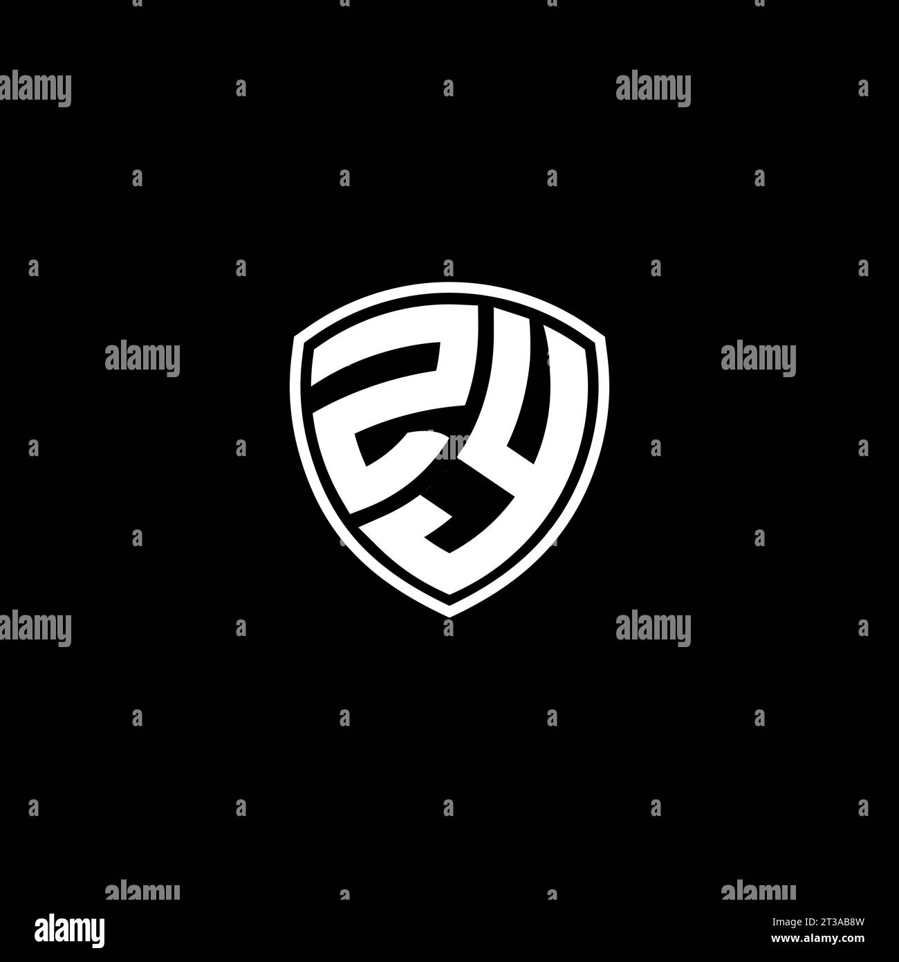ZY logo monogram emblem style with shield shape design template ideas Stock Vector