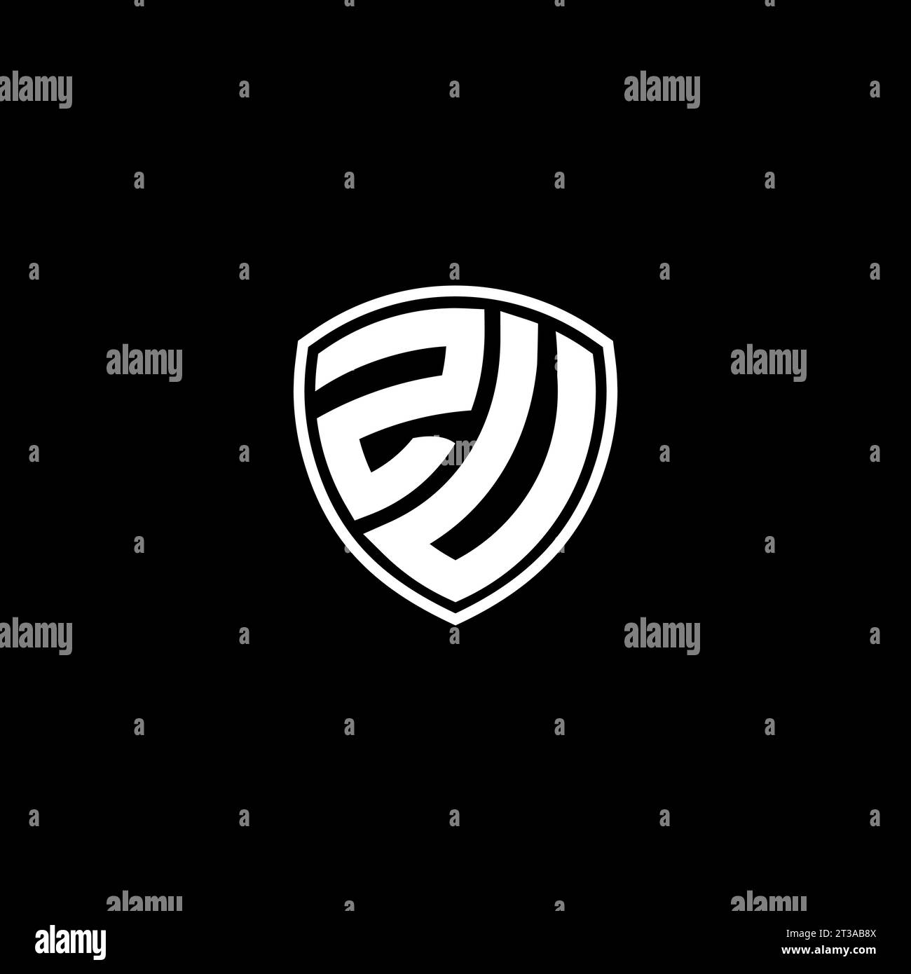 ZU logo monogram emblem style with shield shape design template ideas Stock Vector