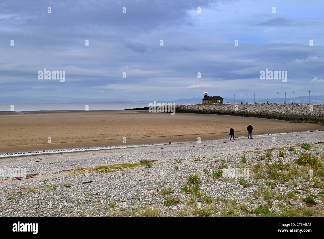Around the UK - The Stone Jetty, Morecambe Bay at low tide. Stock Photo