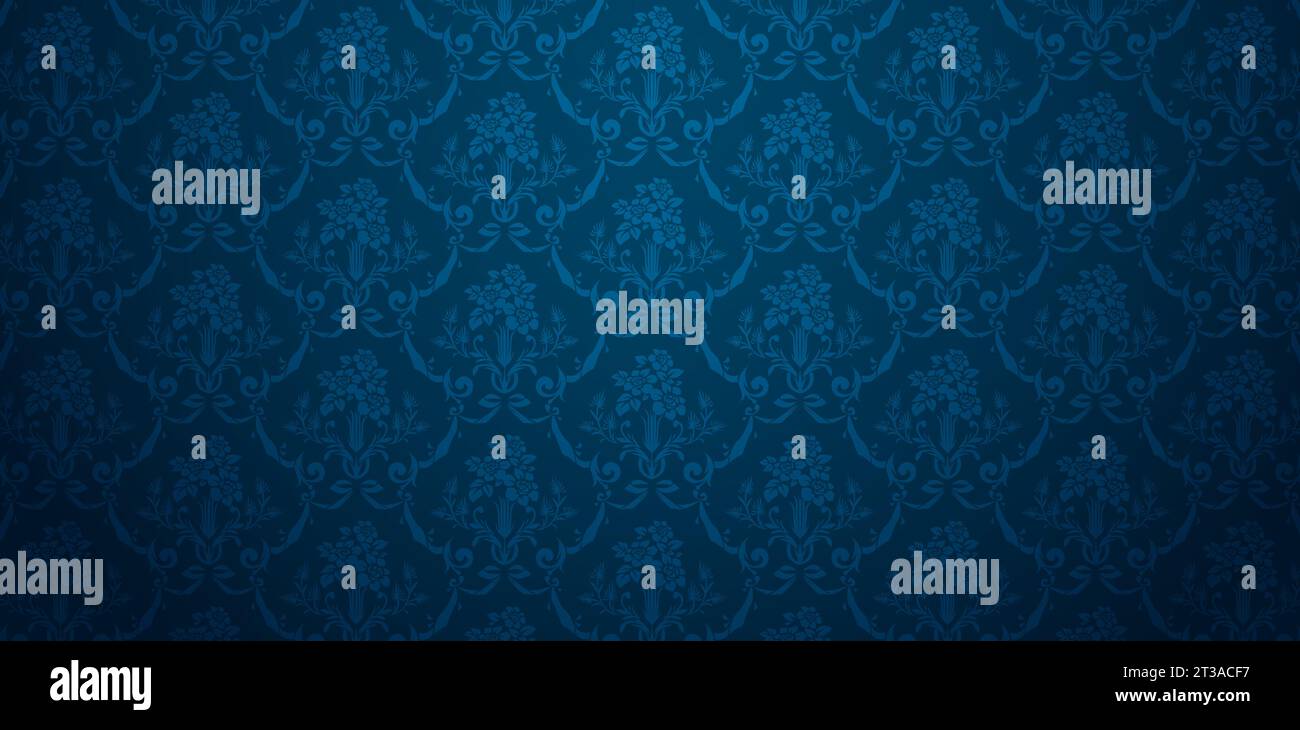 vector illustration flower Blue vintage background with damask ...